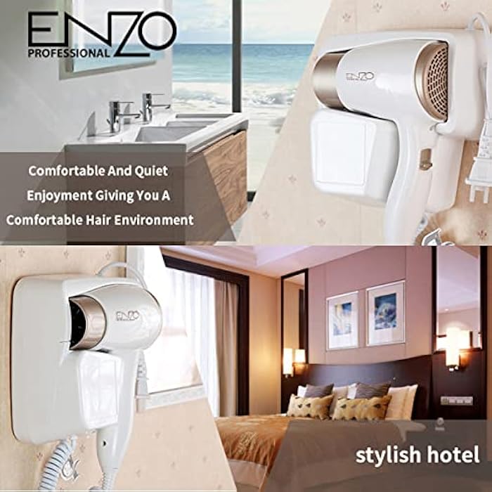 Enzo Professional Hair Dryer - 3000 Watts, Smooth Even Airflow, Removable Air Inlet Grill, Wind Power Regulating Switch, Temperature Control Switch, Overheating Protection Device - Image 3
